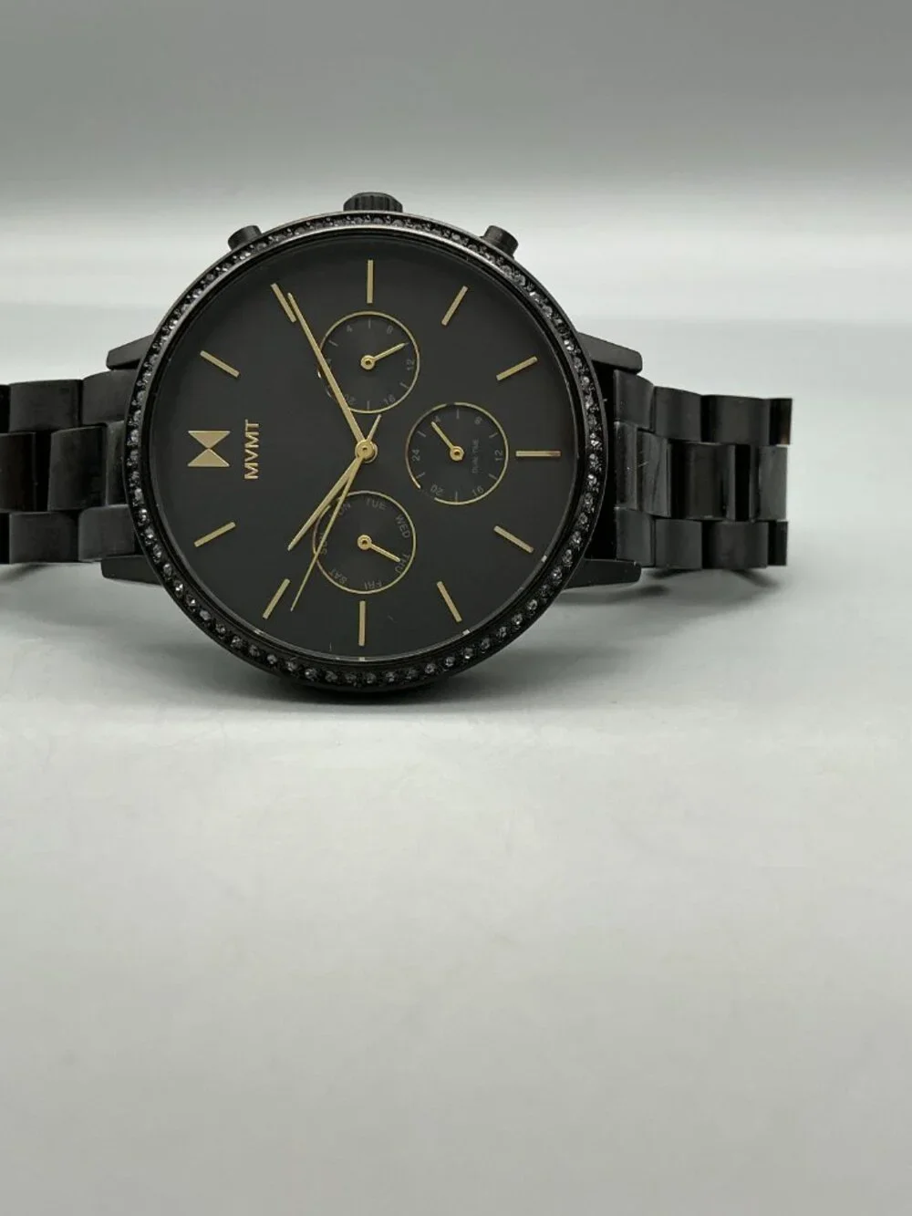 MVMT Women's Nova Caviar Watch 38mm Black Crystals Multifunction New Battery 6.5